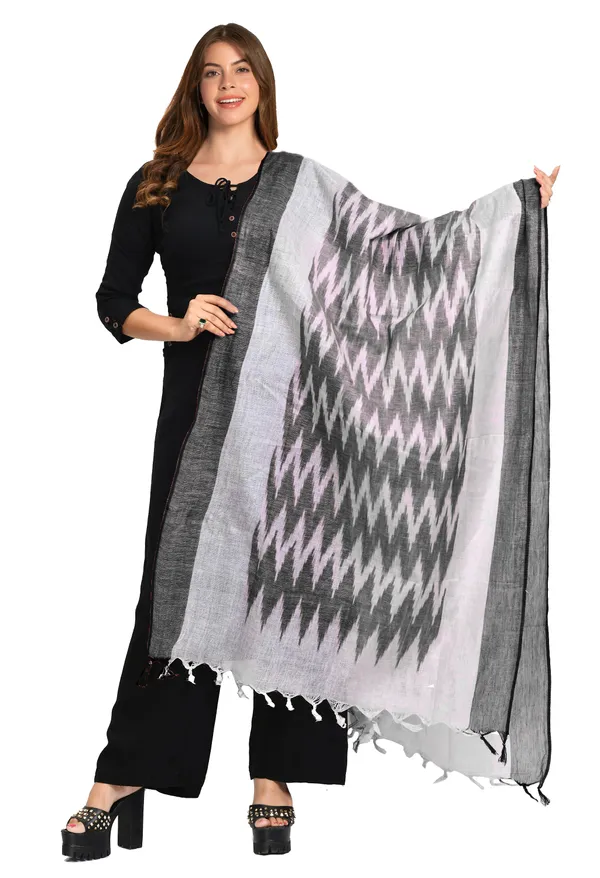 Linen_Cotton_Blend_Handloom_Ikkat_Bhagalpuri_Dupatta_(Black)