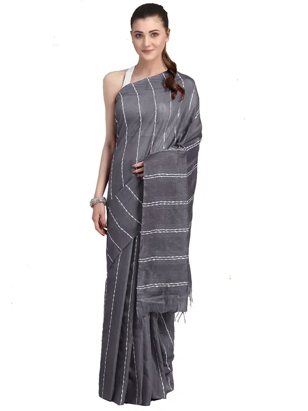 Grey_women's_Kota_Art_Silk_Bhagalpuri_Saree_With_Blouse_Piece