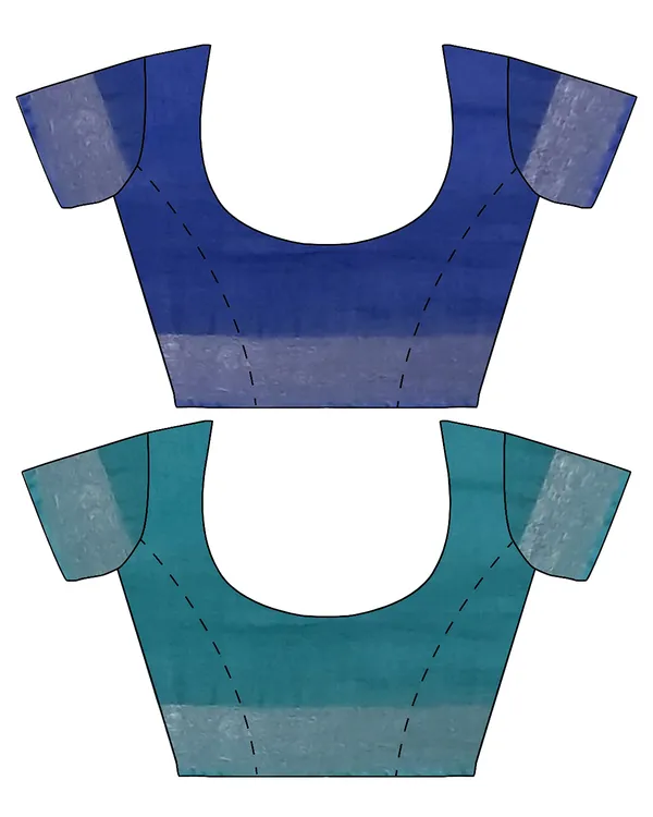Cobalt_Blue_&_Cyan_women's_Bhagalpuri_Handloom_Cotton-Linen_Blend_Saree_Combo_(Pack_Of_2)_With_Running_Unstiched_Blouse_Piece