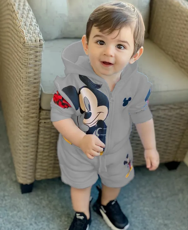 Pack_of_2_Grey__And__White_Baby_Boy_and_Girls__Poly_Cotton_Cartoon_Print_Long_Sleeve_Zipper_Hoodie_With_Shorts