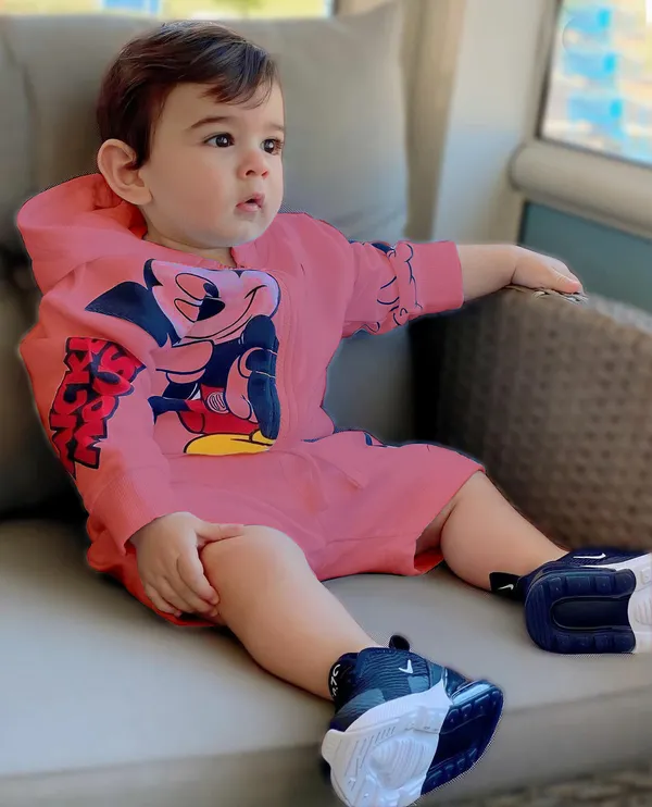 Dark_Pink_Baby_Boy_and_Girl__Poly_Cotton_Cartoon_Print_Long_Sleeve_Zipper_Hoodie_With_Shorts