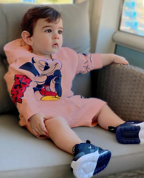 Peach__Baby_Boy_and_Girl__Poly_Cotton_Cartoon_Print_Long_Sleeve_Zipper_Hoodie_With_Shorts