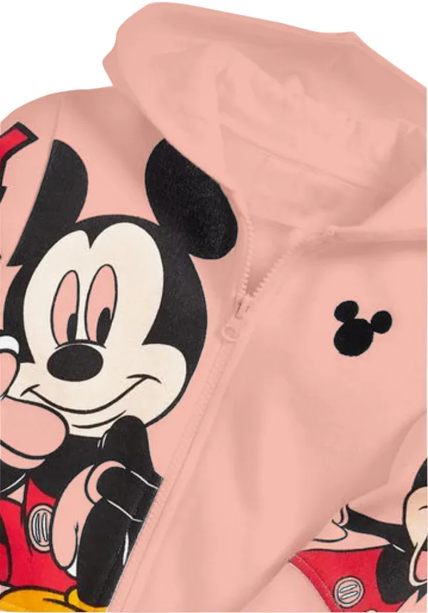 Peach__Baby_Boy_and_Girl__Poly_Cotton_Cartoon_Print_Long_Sleeve_Zipper_Hoodie_With_Shorts