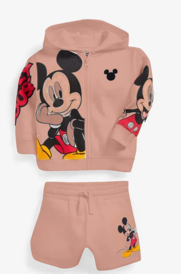 Peach__Baby_Boy_and_Girl__Poly_Cotton_Cartoon_Print_Long_Sleeve_Zipper_Hoodie_With_Shorts