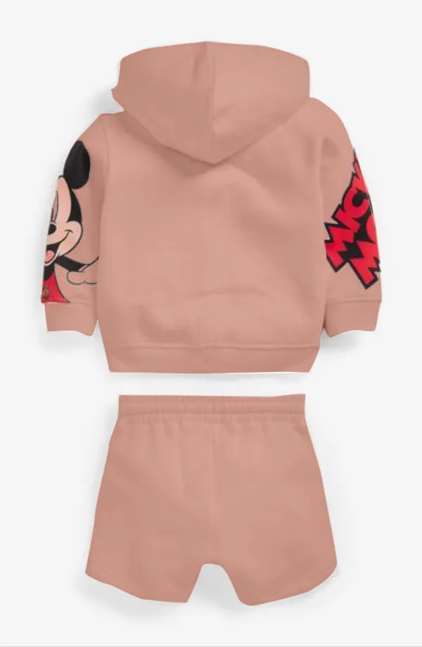 Peach__Baby_Boy_and_Girl__Poly_Cotton_Cartoon_Print_Long_Sleeve_Zipper_Hoodie_With_Shorts