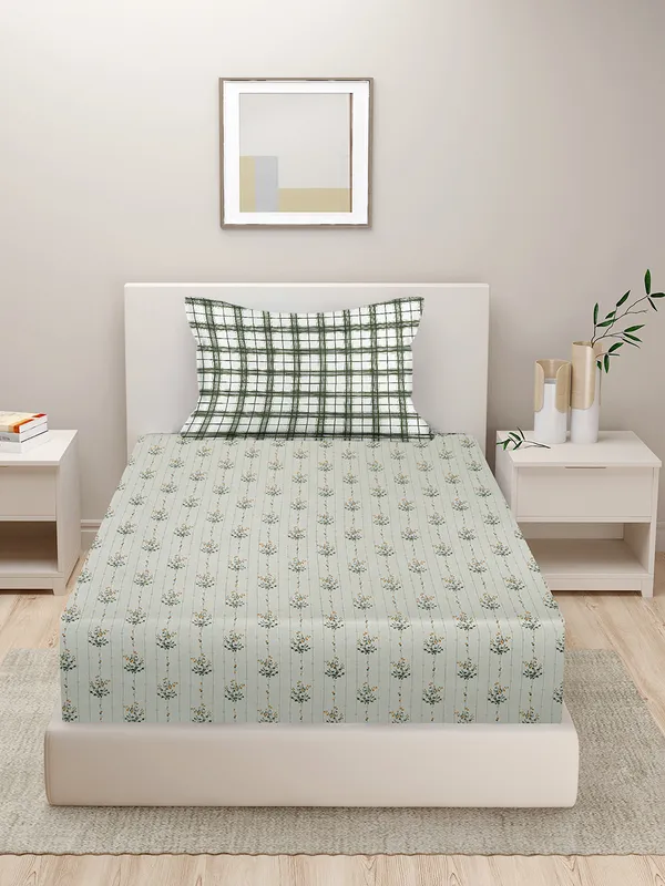 280_Tc_Geometric_Design_Multicolor_Single_Bed_Sheet_With_1_Pillow_Cover_By_Hosta_Homes