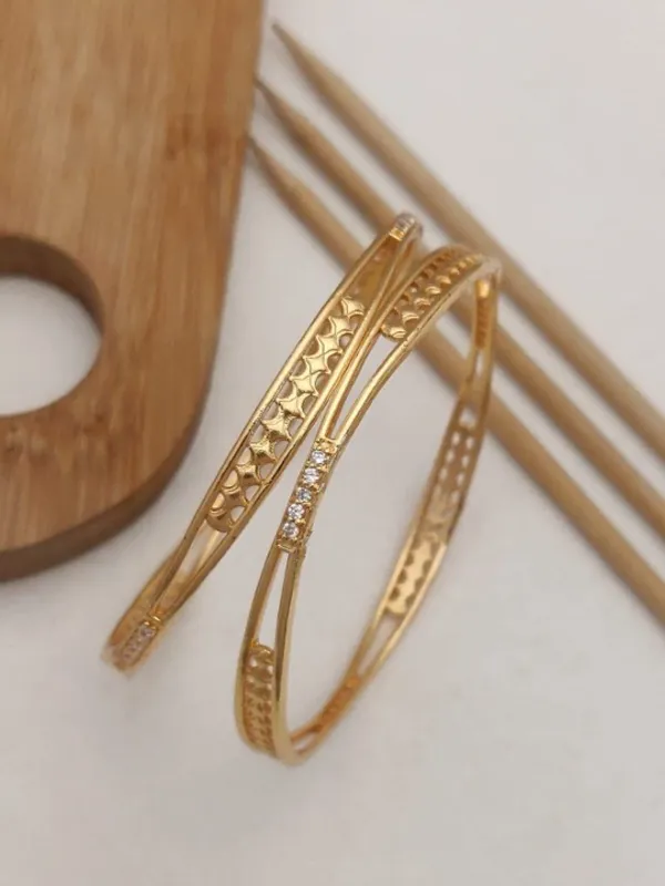 Micro_Gold_Plated_And_Diamond_Casul_Wear_2_Pcs_Fancy_Bangle_For_Women