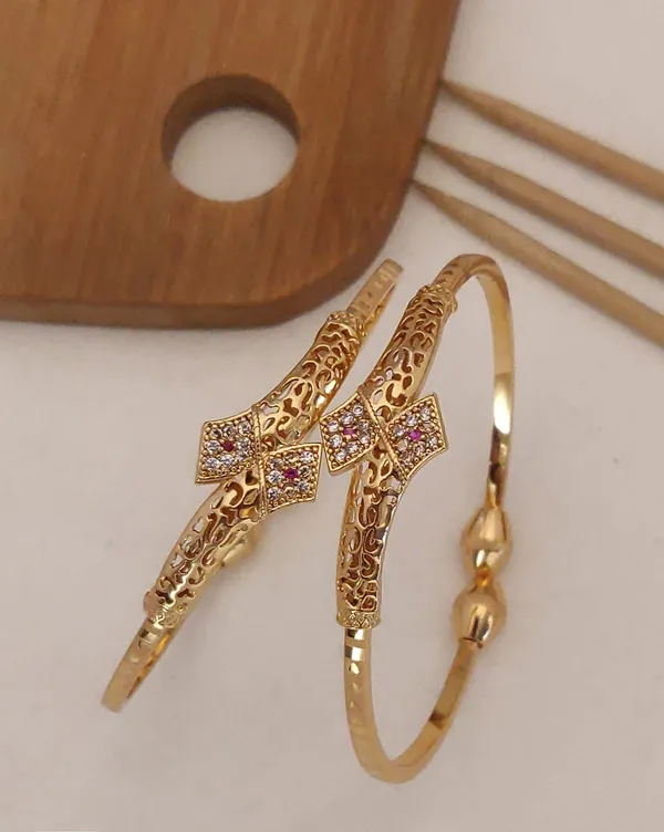A_Stunning_High_Gold_Plated_And_Diamond_Triangle_Shape_Adjustable_Bangle_For_Women