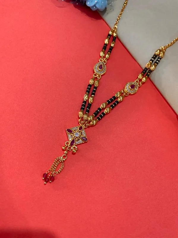 A_Stunning_High_Gold_Plated_Ruby_Stone_Fancy_18inches__Square_Mangalsutra