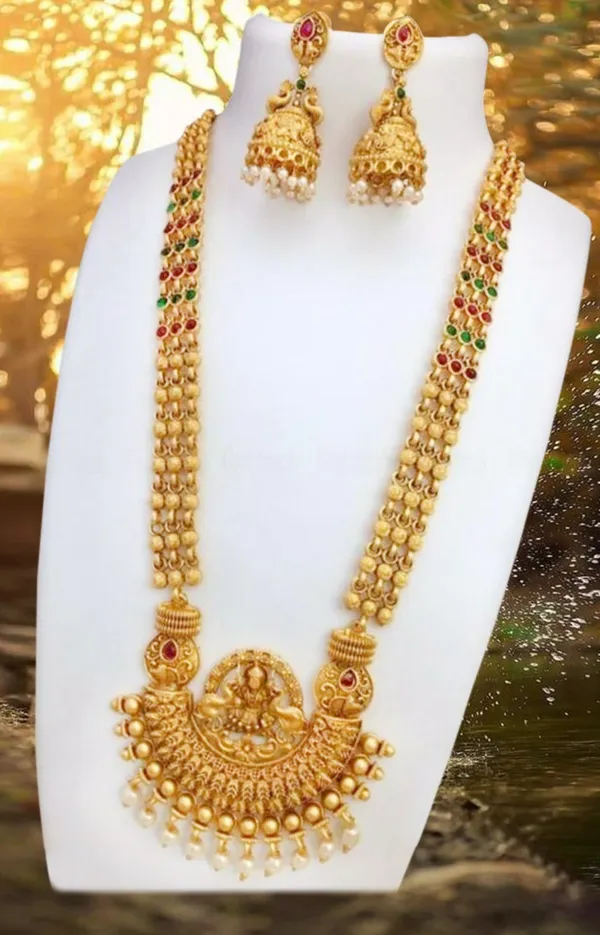 Alloy_Gold-Plated_Gold_Jewellery_Set_1_Neckless::1_Pair_Earring