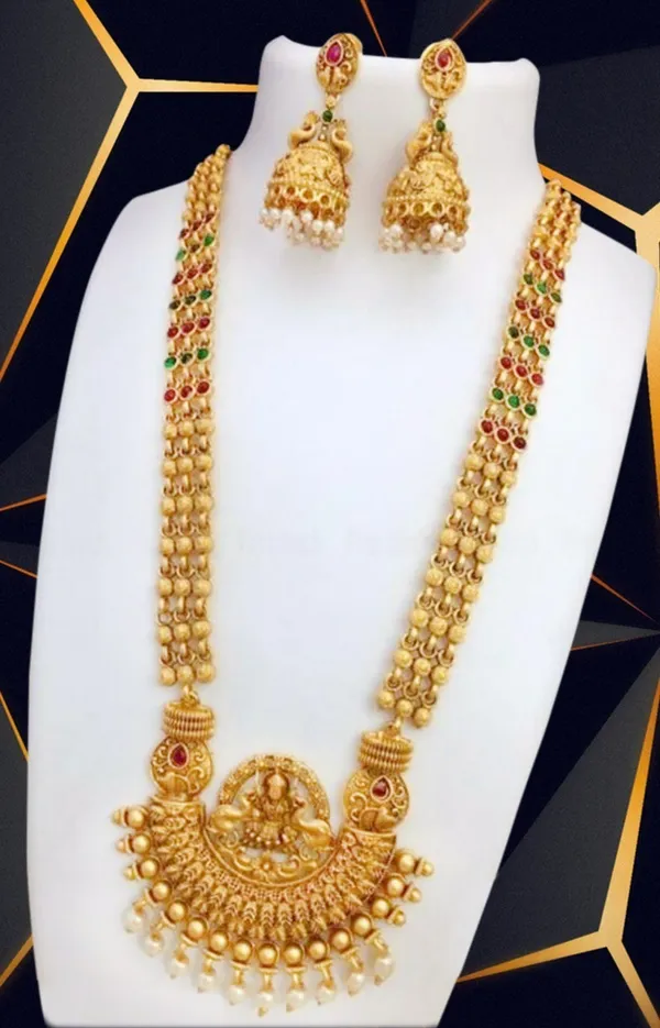 Alloy_Gold-Plated_Gold_Jewellery_Set_1_Neckless::1_Pair_Earring
