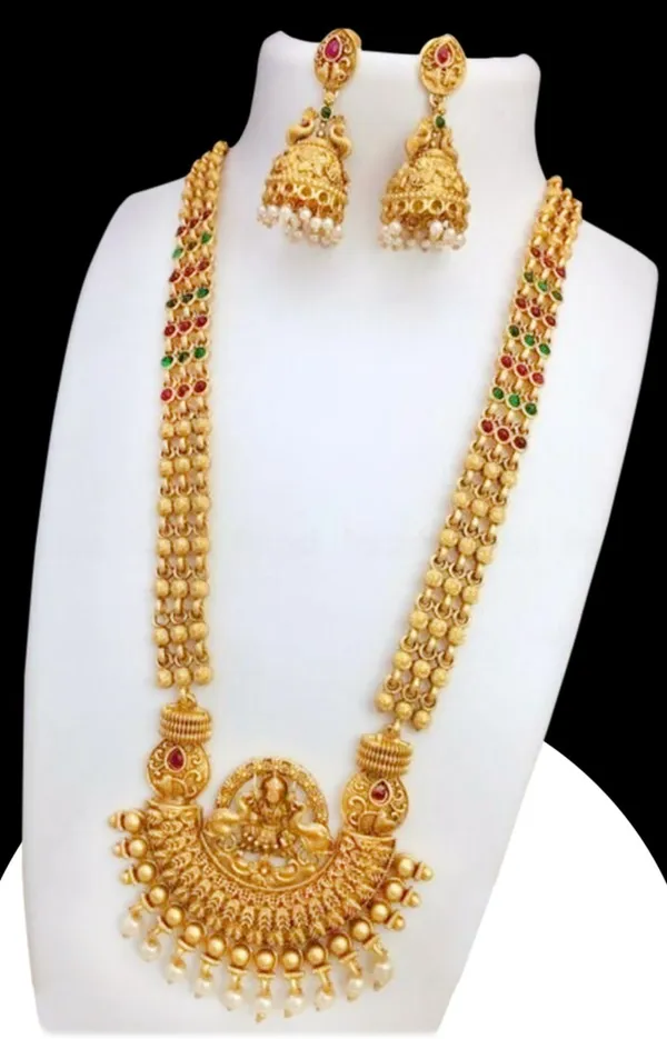 Alloy_Gold-Plated_Gold_Jewellery_Set_1_Neckless::1_Pair_Earring
