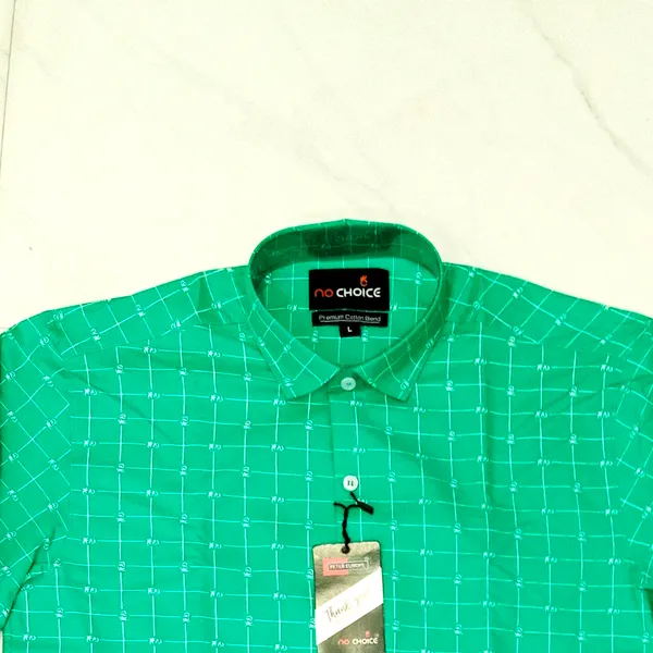 Cotton_Printed_Green_Checks_Shirt_Premium_Cotton_Blend
