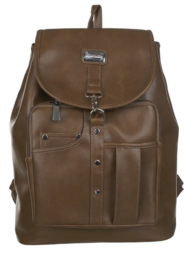 Artificial_Leather_Casual_Purse_Fashion_School_Leather_Backpack_Shoulder_Bag_Mini_Backpack_For_Women_&_Girls_(Olive_Copper)_20_L_Backpack_(Brown)