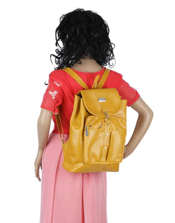 Artificial_Leather_Casual_Purse_Fashion_School_Leather_Backpack_Shoulder_Bag_Mini_Backpack_For_Women_&_Girls_(Yellow)_20_L_Backpack_(Yellow)
