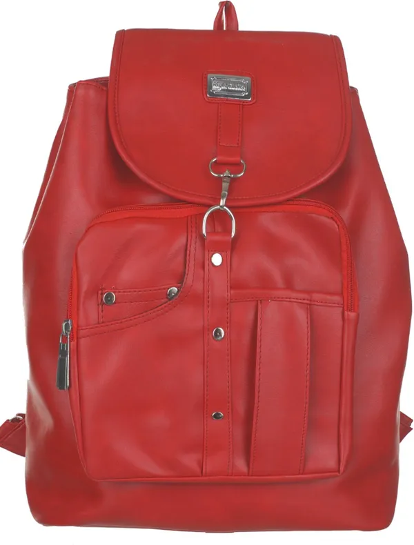 New_Artificial_Leather_Casual_Purse_Fashion_School_Leather_Backpack_Shoulder_Ba_20_L_Backpack_(Red)