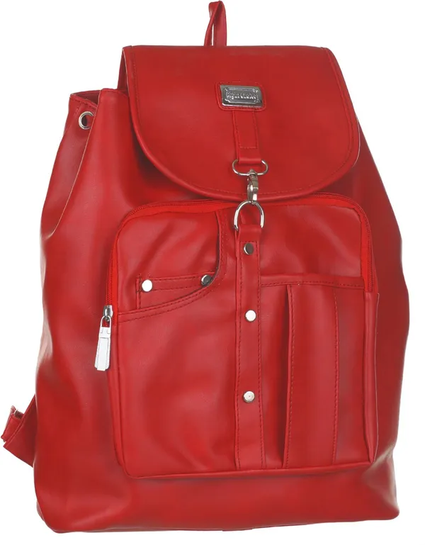 New_Artificial_Leather_Casual_Purse_Fashion_School_Leather_Backpack_Shoulder_Ba_20_L_Backpack_(Red)