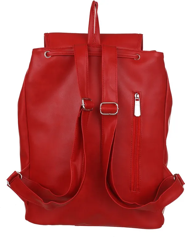 New_Artificial_Leather_Casual_Purse_Fashion_School_Leather_Backpack_Shoulder_Ba_20_L_Backpack_(Red)