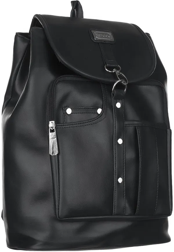 New_Artificial_Leather_Casual_Purse_Fashion_School_Leather_Backpack_Shoulder_Ba_20_L_Backpack_(Black)