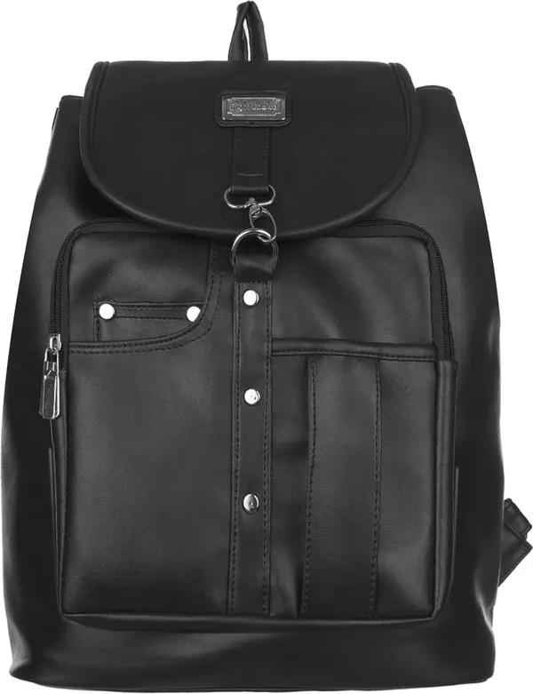 New_Artificial_Leather_Casual_Purse_Fashion_School_Leather_Backpack_Shoulder_Ba_20_L_Backpack_(Black)