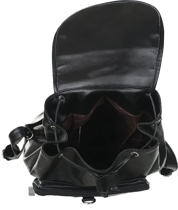 New_Artificial_Leather_Casual_Purse_Fashion_School_Leather_Backpack_Shoulder_Ba_20_L_Backpack_(Black)