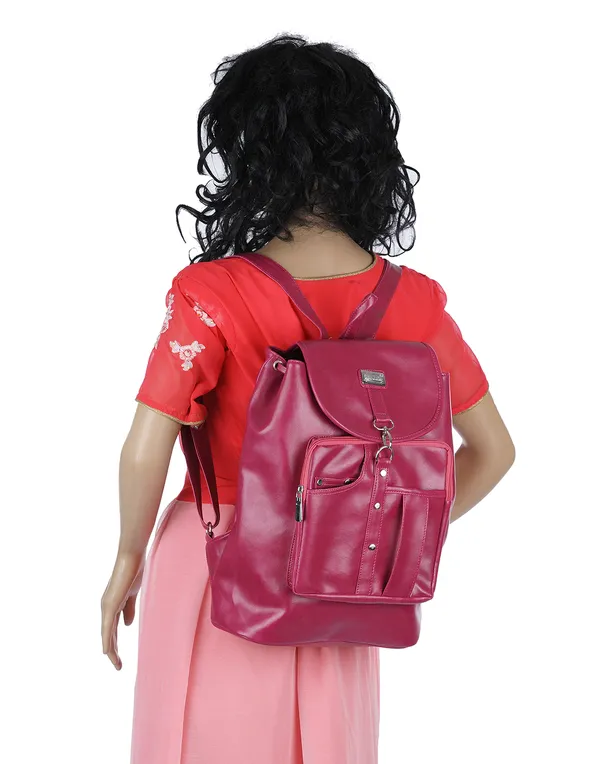 Artificial_Leather_Casual_Purse_Fashion_School_Leather_Backpack_Shoulder_Bag_Mini_Backpack_For_Women_&_Girls_(D_Pink)_20_L_Backpack_(Pink)