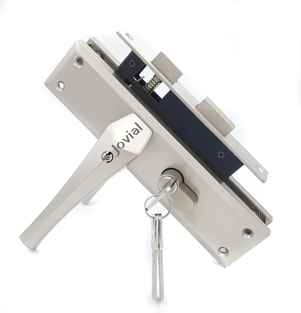CY-12_-_8"_Plate_Mortise_Door_Lock_Handle_Set/Mortise_Lock_with_Brass_Lock_Body_and_60mm_Brass_Cylinder_Set_with_3_Brass_Computerised_Keys(Silver_Satin_Finish)