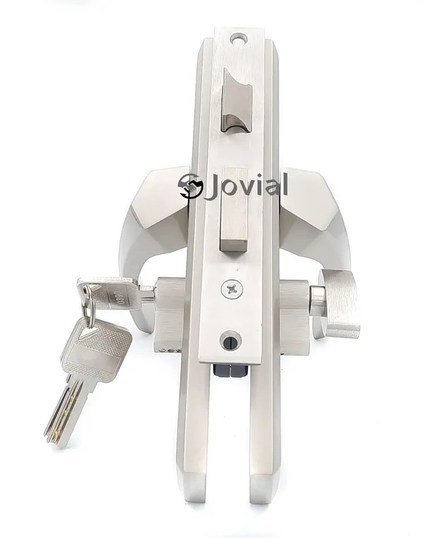 CY-12_-_8"_Plate_Mortise_Door_Lock_Handle_Set/Mortise_Lock_with_Brass_Lock_Body_and_60mm_Brass_Cylinder_Set_with_3_Brass_Computerised_Keys(Silver_Satin_Finish)