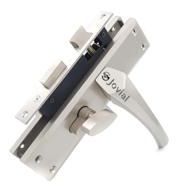 CY-12_-_8"_Plate_Mortise_Door_Lock_Handle_Set/Mortise_Lock_with_Brass_Lock_Body_and_60mm_Brass_Cylinder_Set_with_3_Brass_Computerised_Keys(Silver_Satin_Finish)