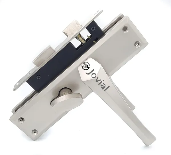 CY-12_-_8"_Plate_Mortise_Door_Lock_Handle_Set/Mortise_Lock_with_Brass_Lock_Body_and_60mm_Brass_Cylinder_Set_with_3_Brass_Computerised_Keys(Silver_Satin_Finish)