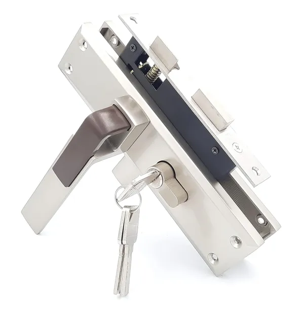 CY-18_-_8"_Plate_Mortise_Door_Lock_Handle_Set/Mortise_Lock_with_Brass_Lock_Body_and_60mm_Brass_Cylinder_Set_with_3_Brass_Computerised_Keys(Silver_Satin_Finish)