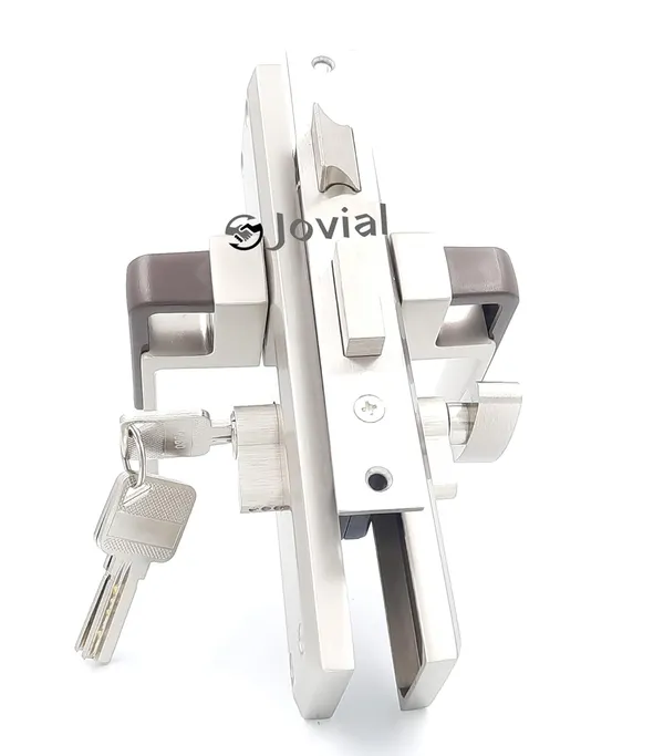 CY-18_-_8"_Plate_Mortise_Door_Lock_Handle_Set/Mortise_Lock_with_Brass_Lock_Body_and_60mm_Brass_Cylinder_Set_with_3_Brass_Computerised_Keys(Silver_Satin_Finish)