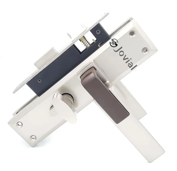 CY-18_-_8"_Plate_Mortise_Door_Lock_Handle_Set/Mortise_Lock_with_Brass_Lock_Body_and_60mm_Brass_Cylinder_Set_with_3_Brass_Computerised_Keys(Silver_Satin_Finish)