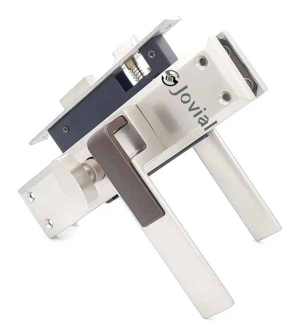 CY-18_-_8"_Plate_Mortise_Door_Lock_Handle_Set/Mortise_Lock_with_Brass_Lock_Body_and_60mm_Brass_Cylinder_Set_with_3_Brass_Computerised_Keys(Silver_Satin_Finish)