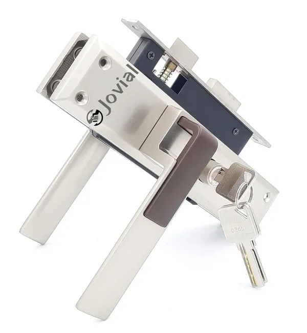 CY-18_-_8"_Plate_Mortise_Door_Lock_Handle_Set/Mortise_Lock_with_Brass_Lock_Body_and_60mm_Brass_Cylinder_Set_with_3_Brass_Computerised_Keys(Silver_Satin_Finish)