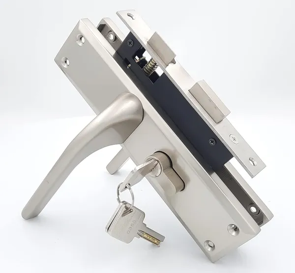 CY-27_-_8"_Plate_Mortise_Door_Lock_Handle_Set/Mortise_Lock_with_Brass_Lock_Body_and_60mm_Brass_Cylinder_Set_with_3_Brass_Computerised_Keys(Silver_Satin_Finish)