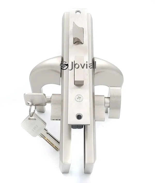 CY-27_-_8"_Plate_Mortise_Door_Lock_Handle_Set/Mortise_Lock_with_Brass_Lock_Body_and_60mm_Brass_Cylinder_Set_with_3_Brass_Computerised_Keys(Silver_Satin_Finish)
