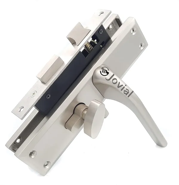 CY-27_-_8"_Plate_Mortise_Door_Lock_Handle_Set/Mortise_Lock_with_Brass_Lock_Body_and_60mm_Brass_Cylinder_Set_with_3_Brass_Computerised_Keys(Silver_Satin_Finish)
