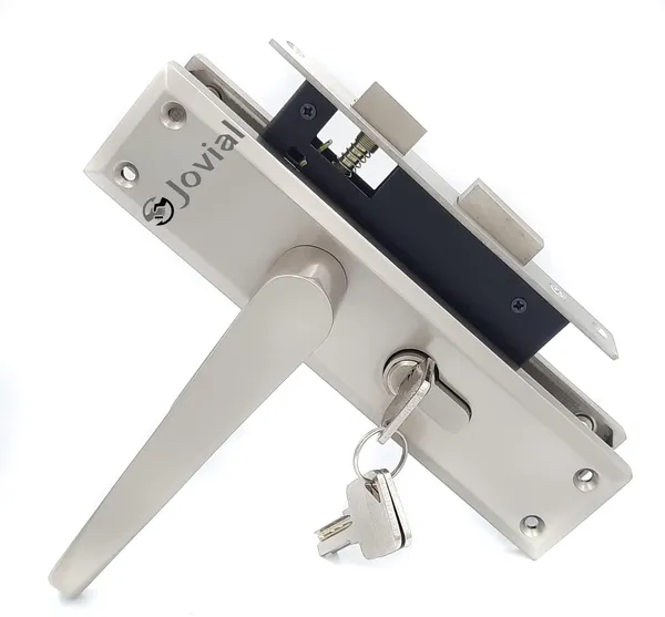 CY-30_-_8"_Plate_Mortise_Door_Lock_Handle_Set/Mortise_Lock_with_Brass_Lock_Body_and_60mm_Brass_Cylinder_Set_with_3_Brass_Computerised_Keys(Silver_Satin_Finish)