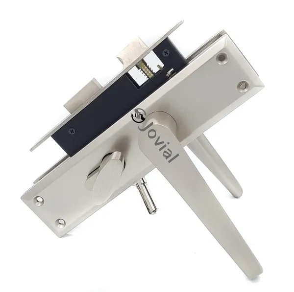 CY-30_-_8"_Plate_Mortise_Door_Lock_Handle_Set/Mortise_Lock_with_Brass_Lock_Body_and_60mm_Brass_Cylinder_Set_with_3_Brass_Computerised_Keys(Silver_Satin_Finish)