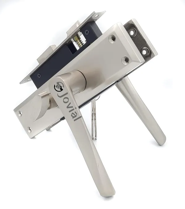 CY-30_-_8"_Plate_Mortise_Door_Lock_Handle_Set/Mortise_Lock_with_Brass_Lock_Body_and_60mm_Brass_Cylinder_Set_with_3_Brass_Computerised_Keys(Silver_Satin_Finish)