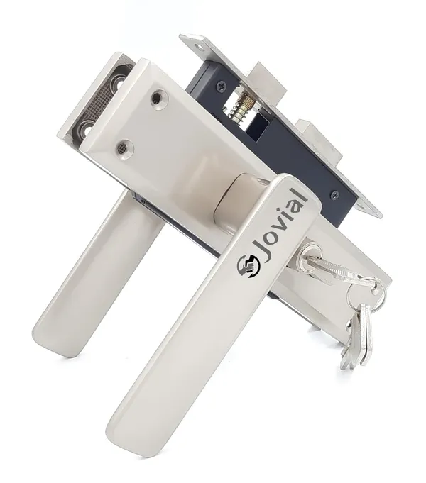 CY-40_-_8"_Plate_Mortise_Door_Lock_Handle_Set/Mortise_Lock_with_Brass_Lock_Body_and_60mm_Brass_Cylinder_Set_with_3_Brass_Computerised_Keys(Silver_Satin_Finish)