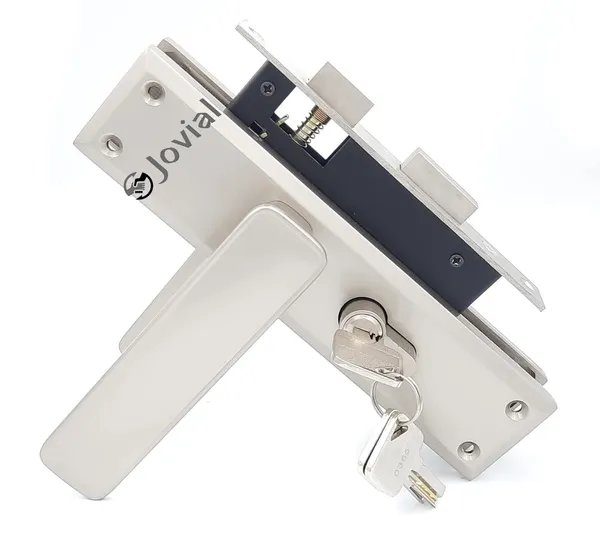 CY-40_-_8"_Plate_Mortise_Door_Lock_Handle_Set/Mortise_Lock_with_Brass_Lock_Body_and_60mm_Brass_Cylinder_Set_with_3_Brass_Computerised_Keys(Silver_Satin_Finish)