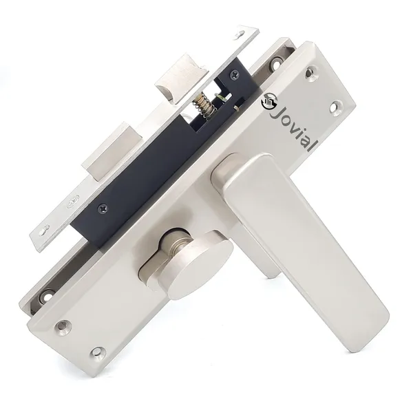 CY-40_-_8"_Plate_Mortise_Door_Lock_Handle_Set/Mortise_Lock_with_Brass_Lock_Body_and_60mm_Brass_Cylinder_Set_with_3_Brass_Computerised_Keys(Silver_Satin_Finish)