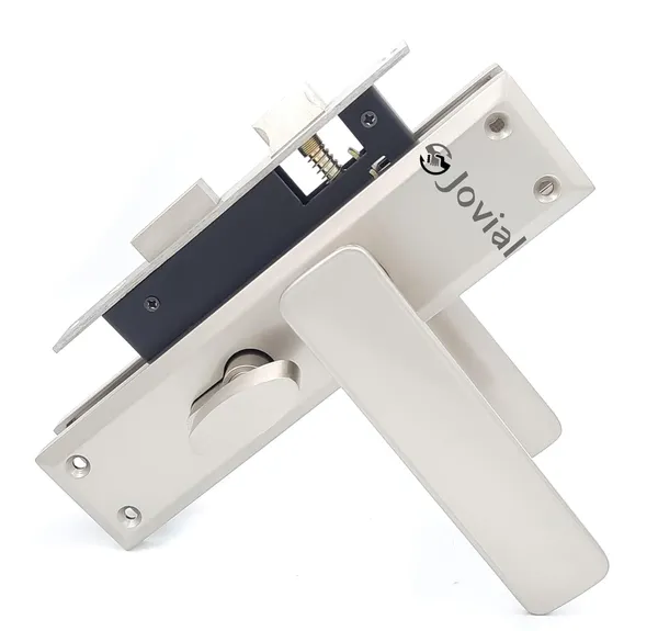CY-40_-_8"_Plate_Mortise_Door_Lock_Handle_Set/Mortise_Lock_with_Brass_Lock_Body_and_60mm_Brass_Cylinder_Set_with_3_Brass_Computerised_Keys(Silver_Satin_Finish)