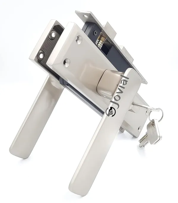 CY-40_-_8"_Plate_Mortise_Door_Lock_Handle_Set/Mortise_Lock_with_Brass_Lock_Body_and_60mm_Brass_Cylinder_Set_with_3_Brass_Computerised_Keys(Silver_Satin_Finish)