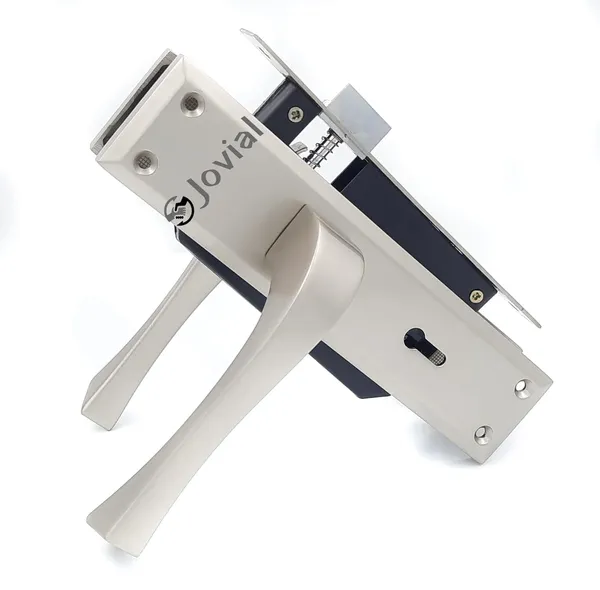 CY-42_-_8"_Plate_Mortise_Door_Lock_Handle_Set/Mortise_Lock_with_Brass_Lock_Body_and_60mm_Brass_Cylinder_Set_with_3_Brass_Computerised_Keys(Silver_Satin_Finish)