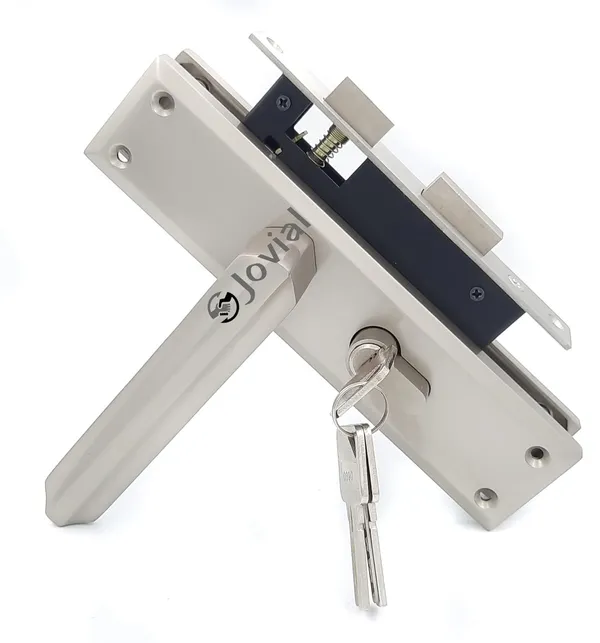CY-43_-_8"_Plate_Mortise_Door_Lock_Handle_Set/Mortise_Lock_with_Brass_Lock_Body_and_60mm_Brass_Cylinder_Set_with_3_Brass_Computerised_Keys(Silver_Satin_Finish)