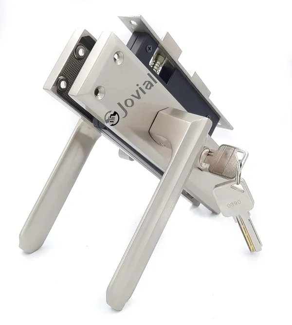 CY-43_-_8"_Plate_Mortise_Door_Lock_Handle_Set/Mortise_Lock_with_Brass_Lock_Body_and_60mm_Brass_Cylinder_Set_with_3_Brass_Computerised_Keys(Silver_Satin_Finish)