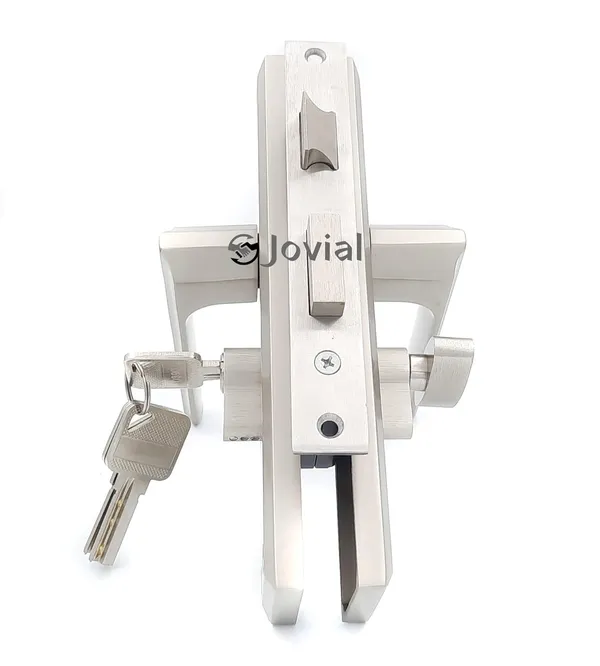 CY-43_-_8"_Plate_Mortise_Door_Lock_Handle_Set/Mortise_Lock_with_Brass_Lock_Body_and_60mm_Brass_Cylinder_Set_with_3_Brass_Computerised_Keys(Silver_Satin_Finish)